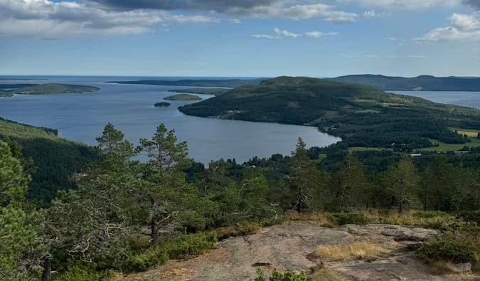 The view overlooking northern sweden on a bright and sunny summer day
